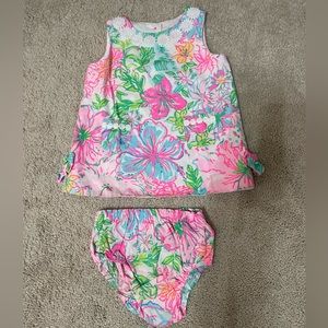 Lily Pulitzer dress with bloomers. Buttons in the back, floral print. 6-12 mo